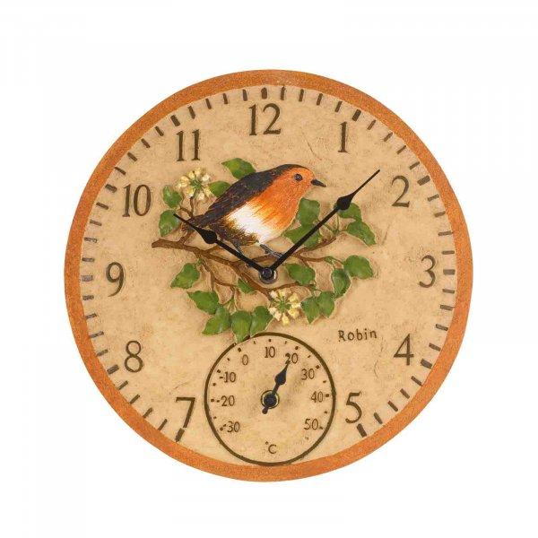 Robin Wall Clock & Thermometer 12in - lakehomeandleisure.co.uk