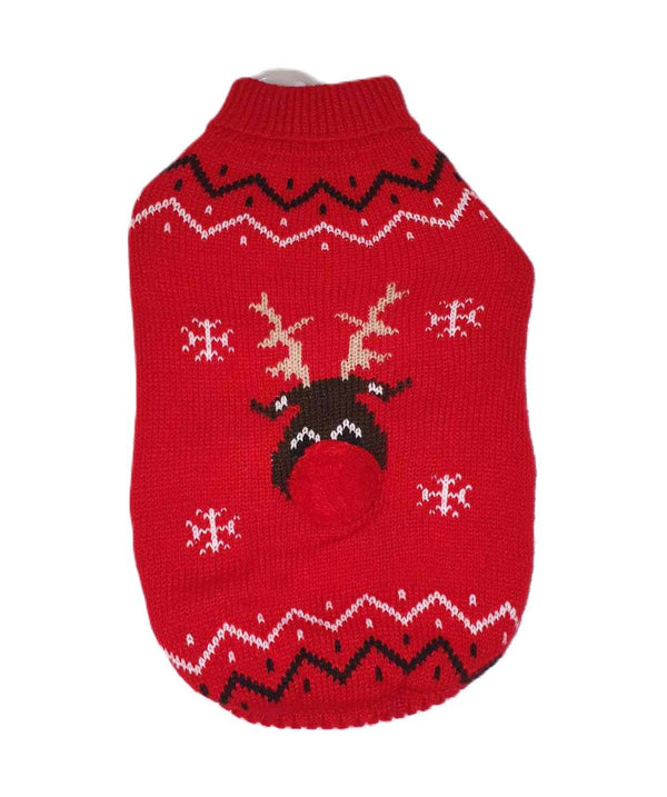 Ancol Red Reindeer Christmas Jumper for Dogs with Reindeer Design