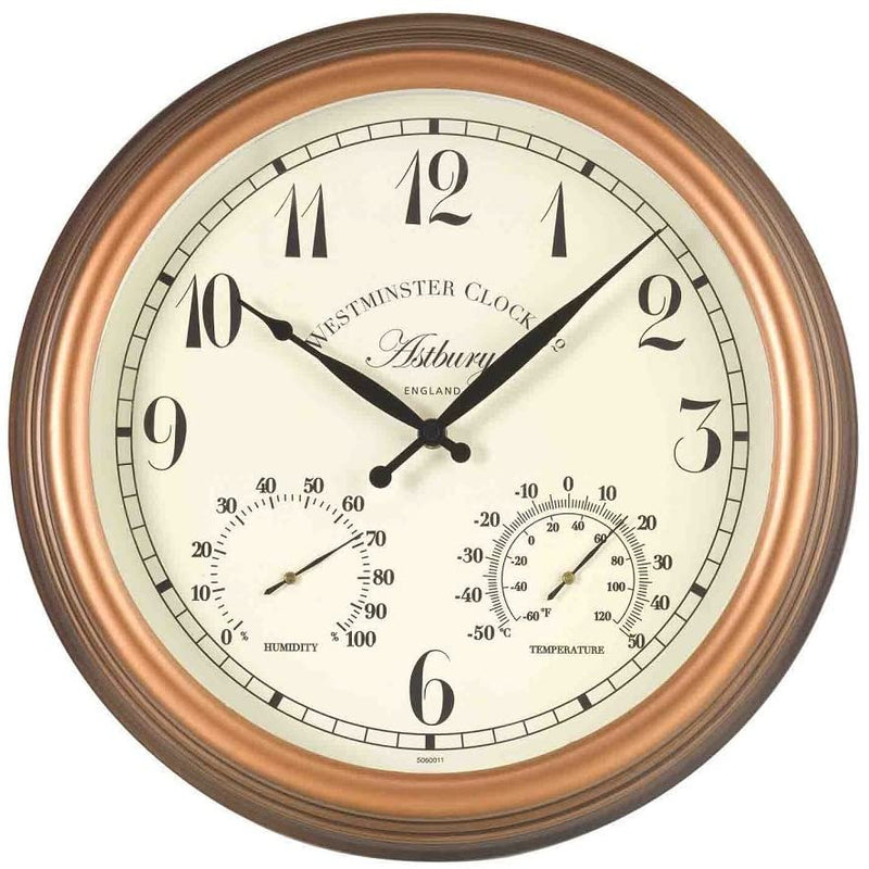 Astbury Wall Clock  with Hydrometer & Thermometer 15'' Diameter - lakehomeandleisure.co.uk
