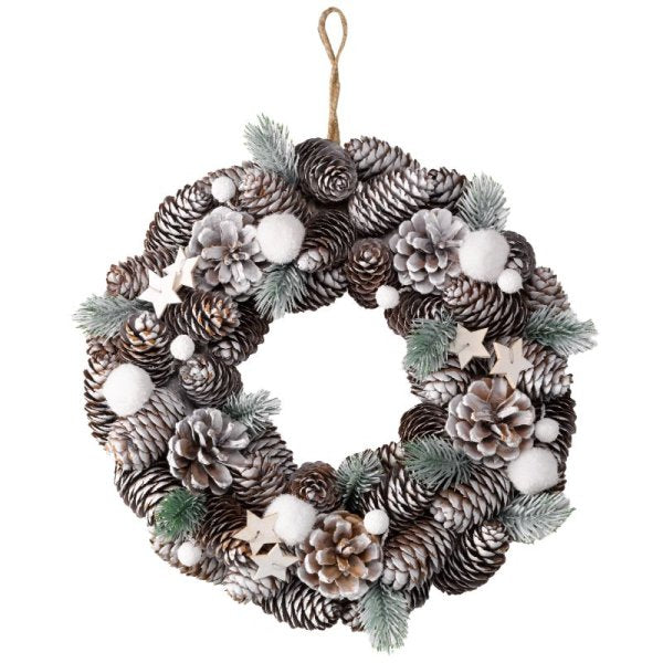 Frost Pine Artificial Christmas Wreath - 36cm - Christmas