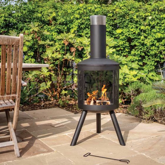 Havana Maxima Black Steel Chimenea 127cm Tall - Chimnea