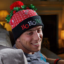 Luxury Light Up Beanie - Ho Ho Ho Christmas Beanie Hat - lakehomeandleisure.co.uk
