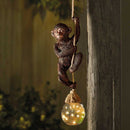 Monkey Rope Solar Garden Ornament – Hand-Painted Hanging Monkey with LED Lights - lakehomeandleisure.co.uk