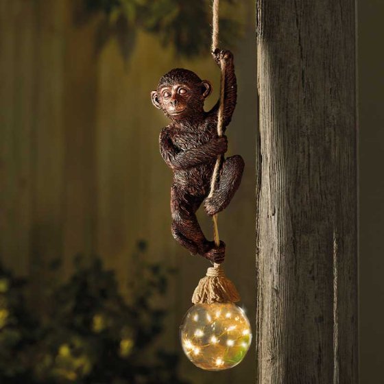 Monkey Rope Solar Garden Ornament – Hand-Painted Hanging