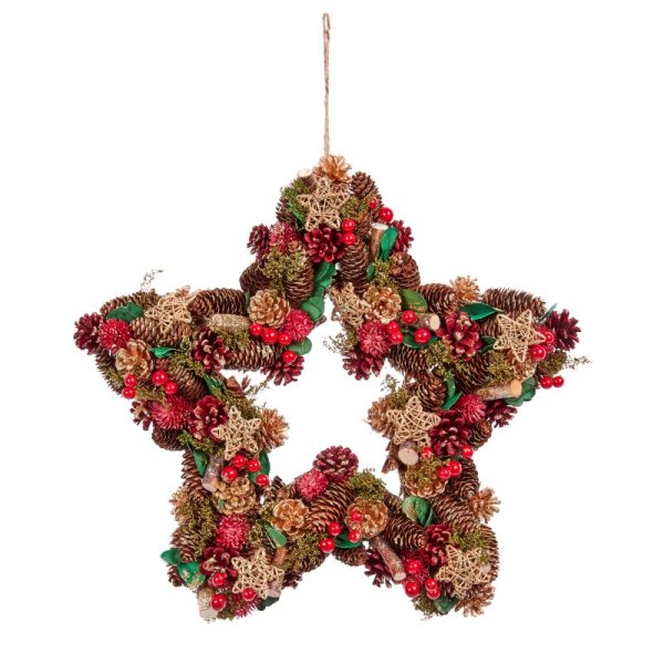 Star Artificial Christmas Wreath - 45cm - Christmas