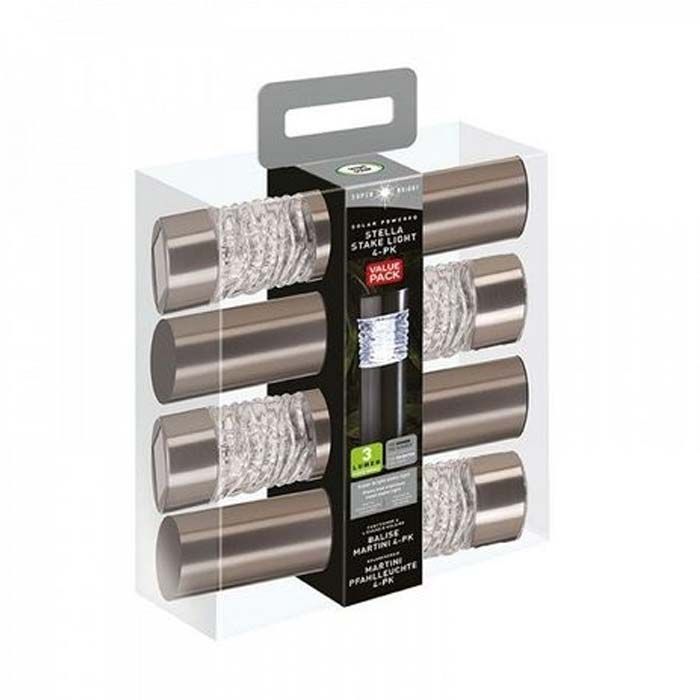 Stella Stainless Steel Solar Garden Lights - 4 Pack - Solar 