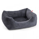 Charcoal Grey Velour Square Dog Bed - lakehomeandleisure.co.uk
