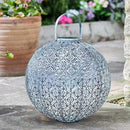 Jumbo Damasque Lantern Solar Garden Light (Silver) - lakehomeandleisure.co.uk