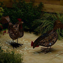 Metal Scroll Hens Solar Garden Lights -2 Pack - lakehomeandleisure.co.uk