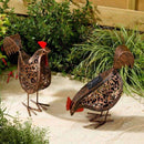 Metal Scroll Hens Solar Garden Lights -2 Pack - lakehomeandleisure.co.uk