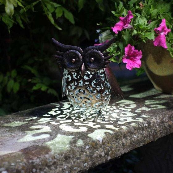 Solar Powered Scroll Owl and Pussycat Garden Light - lakehomeandleisure.co.uk