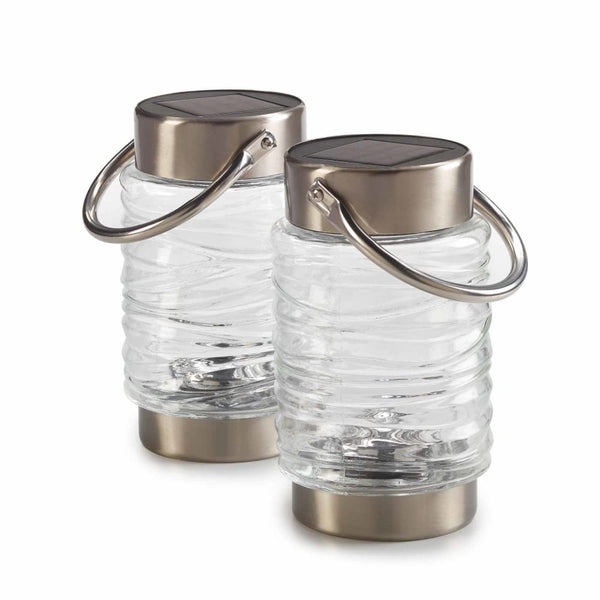 Solar Wave Stainless Steel Lantern - 2 Pack - lakehomeandleisure.co.uk